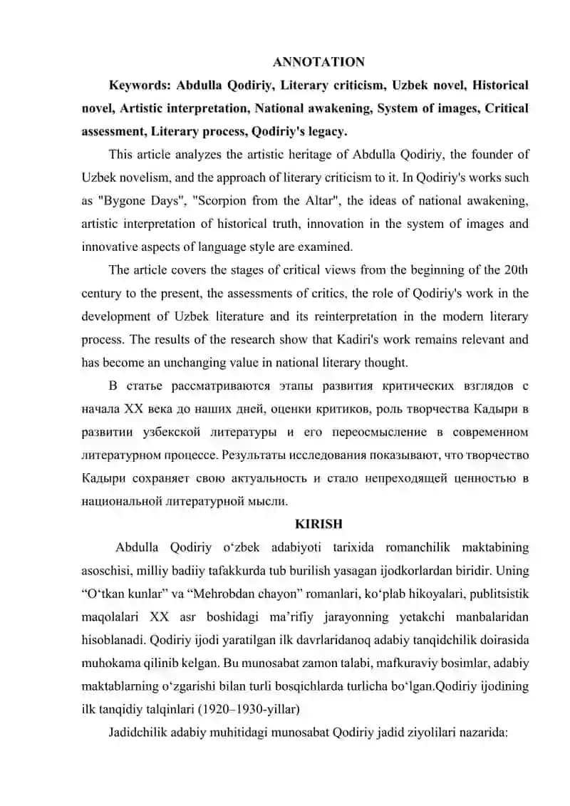 ABDULLA QODIRIY IJODIGA ADABIY TANQIDCHILIK MUNOSABATI 2