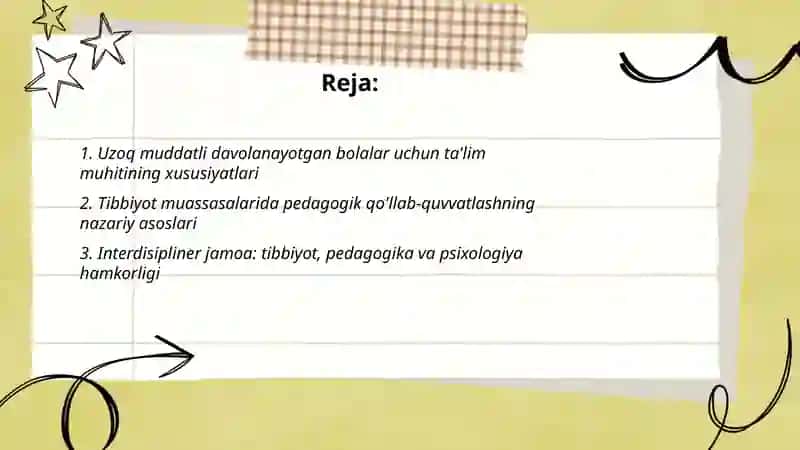 Tibbiyot Muassasalarida Uzoq Muddatli Davolanayotgan Bolalar Uchun Talim Muhiti va Pedagogik Qollab 2