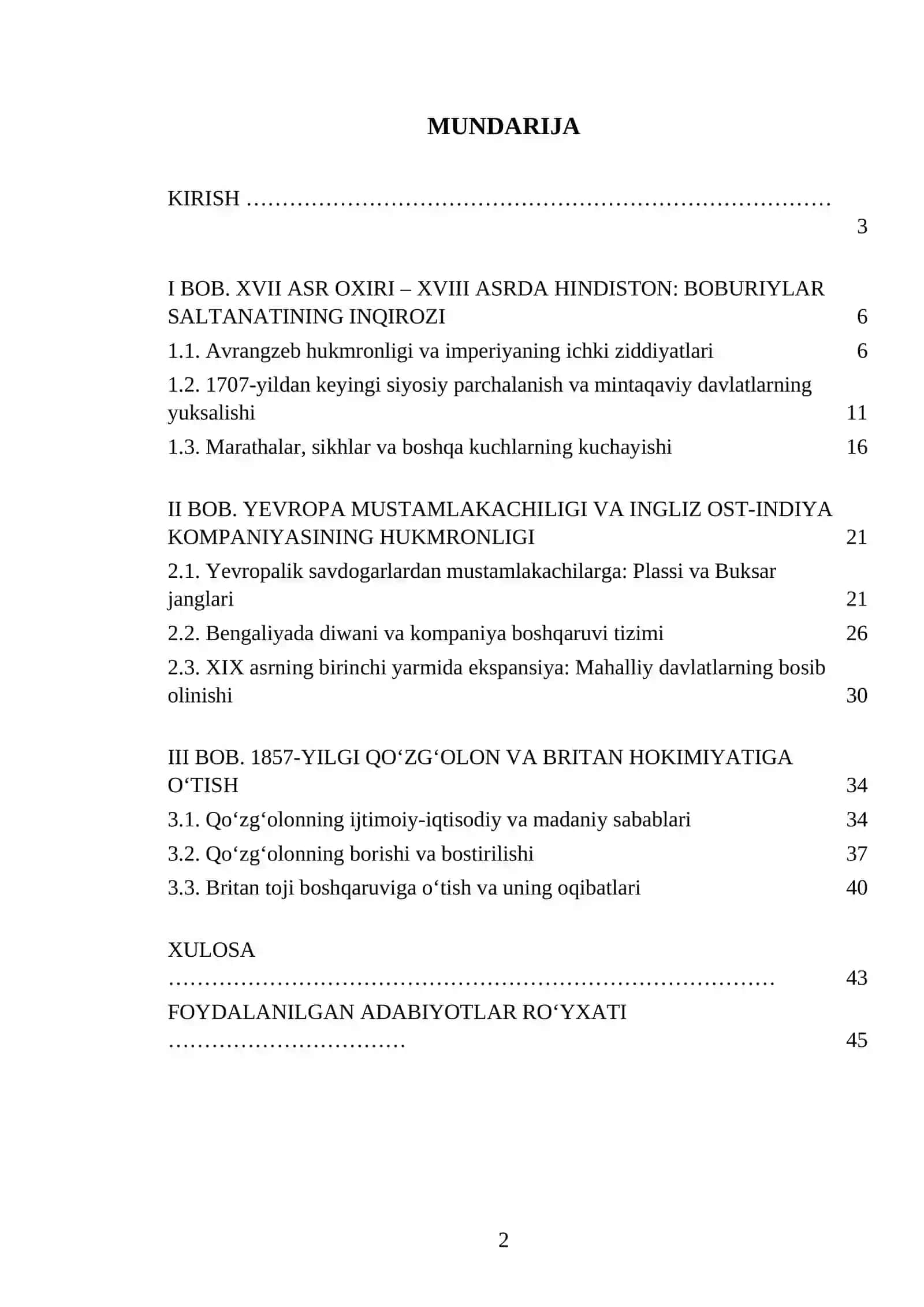 HINDISTON XVII ASRNING IKKINCHI YARMI – XIX ASR O‘RTALARIDA 2