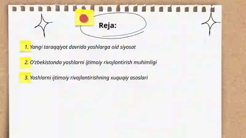 Yangi taraqqiyot davrida yoshlarni ijtimoiy rivojlantirish O‘zbekistonda yoshlarga oid siyosatning xuquqiy asoslari 2