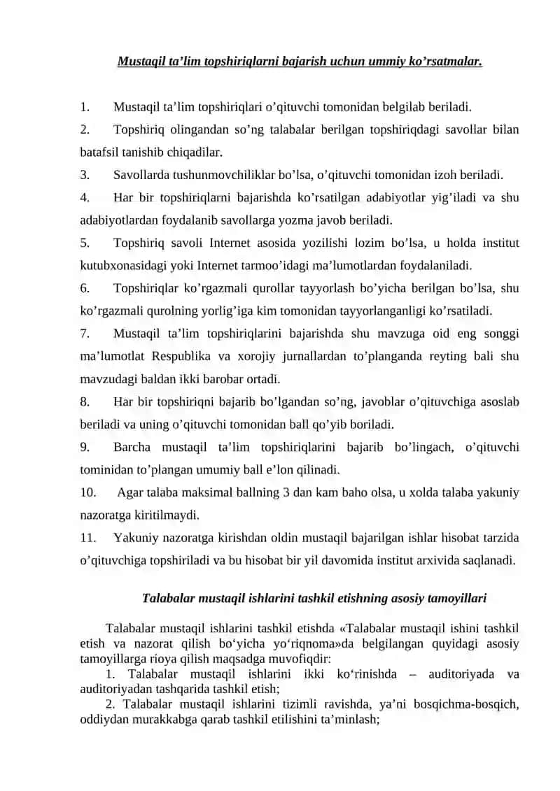 Organik Kimyo FANIDAN MUSTAQIL TA’LIM (TOPSHIRIQLARI) 2