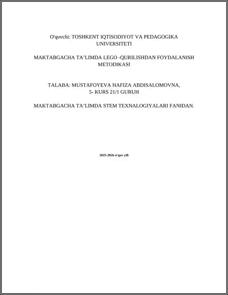 MAKTABGACHA TA’LIMDA STEM TEXNALOGIYALARI FANIDAN 2