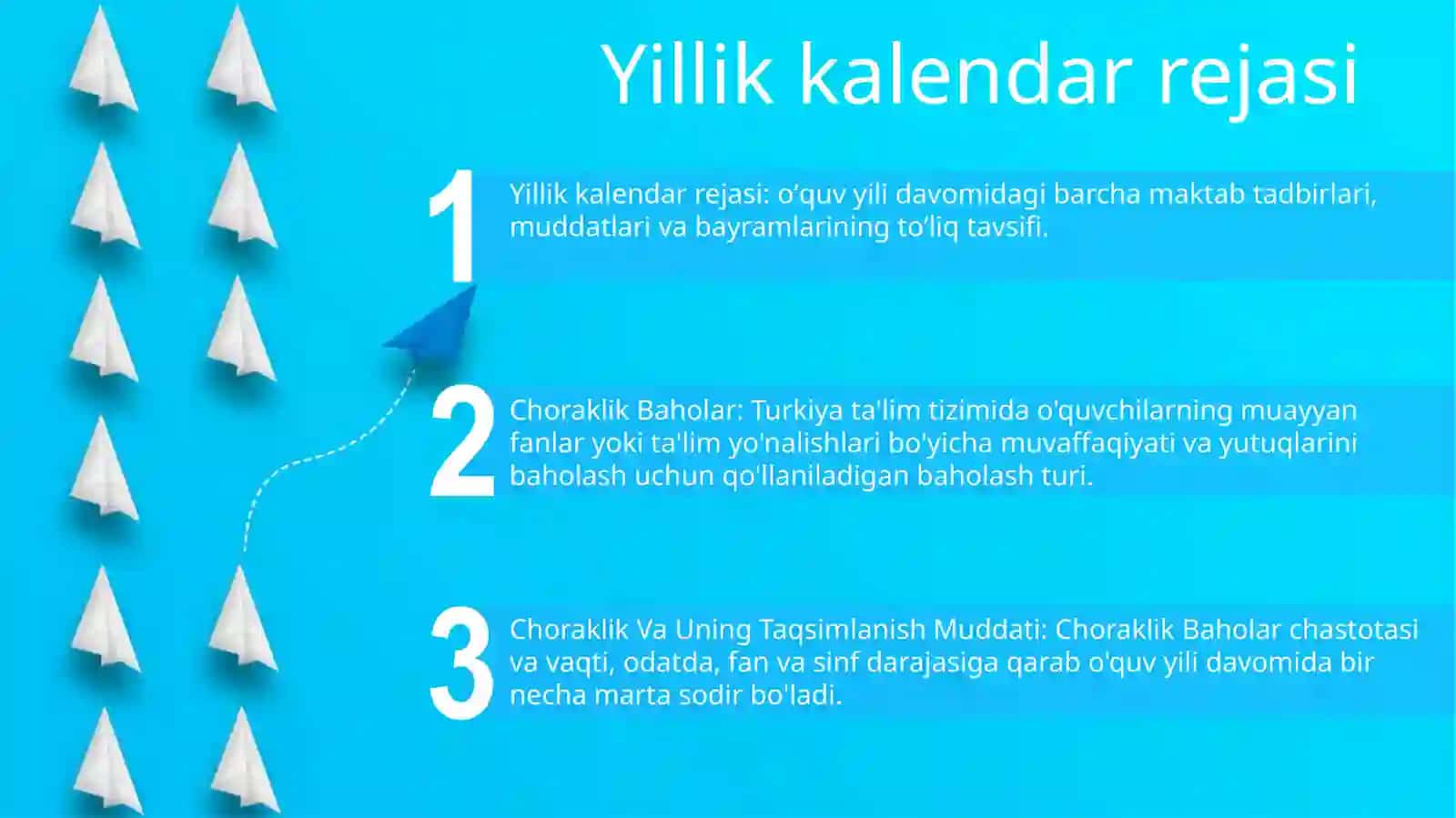 Yillik Taqvim Rejasi, Choraklik Va Uning Taqsimlanish Muddati, Choraklik Baholar Va Ularni Rasmiylashtirish Tamoyillari 2