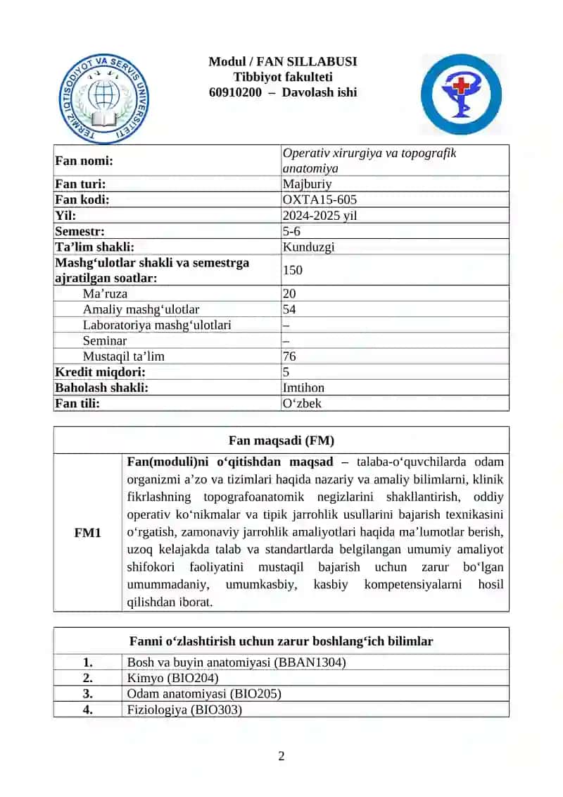 Operativ xirurgiya va topografik anatomiya 2