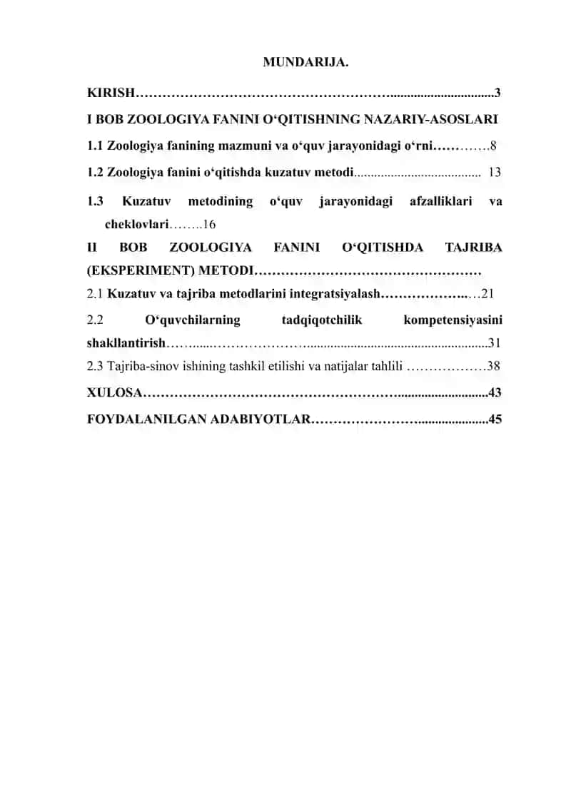 Zoologiya fanini o‘qitishda kuzatuv va tajriba metodlari 2