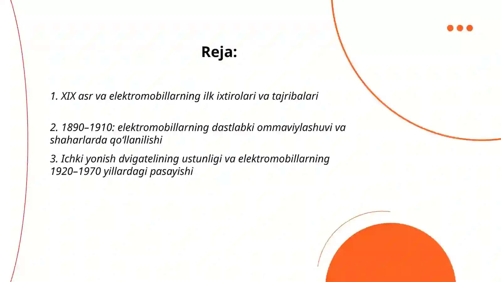 Elektromobillar va gibrid mobil vositalarining rivojlanish tarixi 2