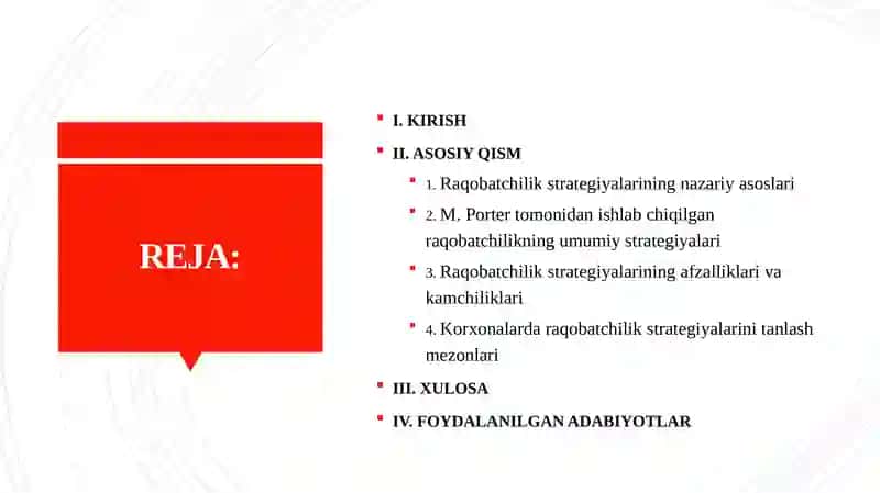 Raqobatchilik strategiyalarining nazariy asoslari 2