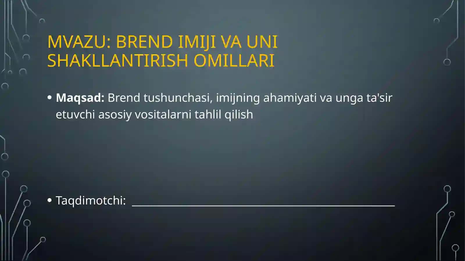 Brend imiji va unishakllantirish omillari 2