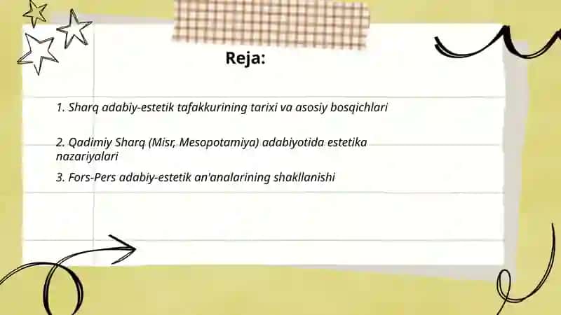 Sharq adabiy-estetik tafakkuri tarixiga oid 2
