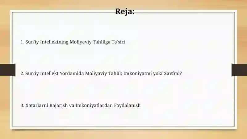 Sun'iy Intellekt yordamida moliyaviy tahlilni o'rgatish 2