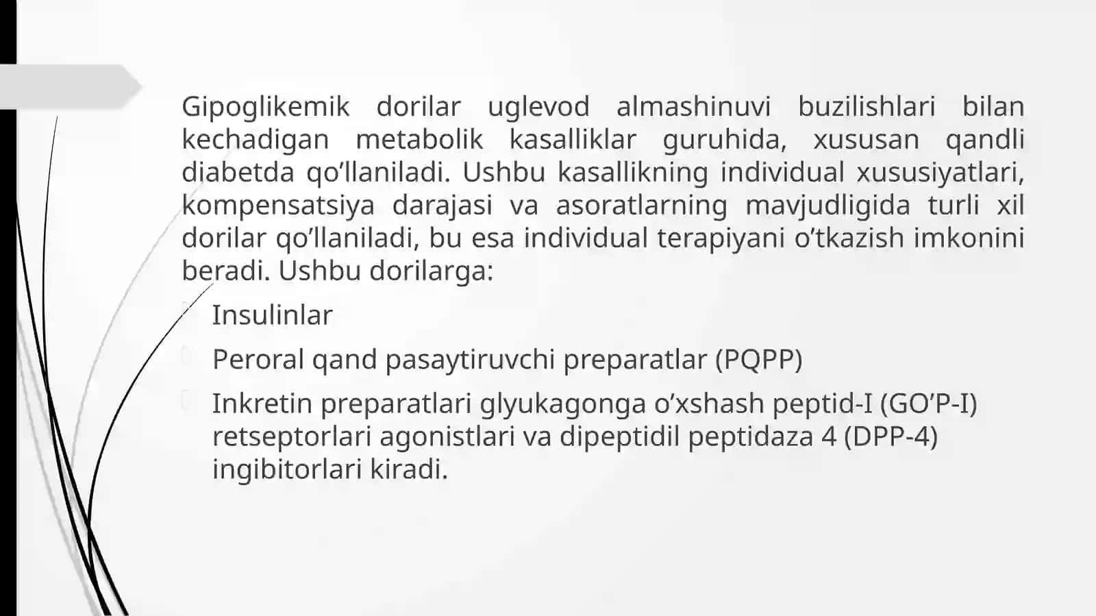 Gipoglikemik dorivositalarining klinik farmakologiyasi 2