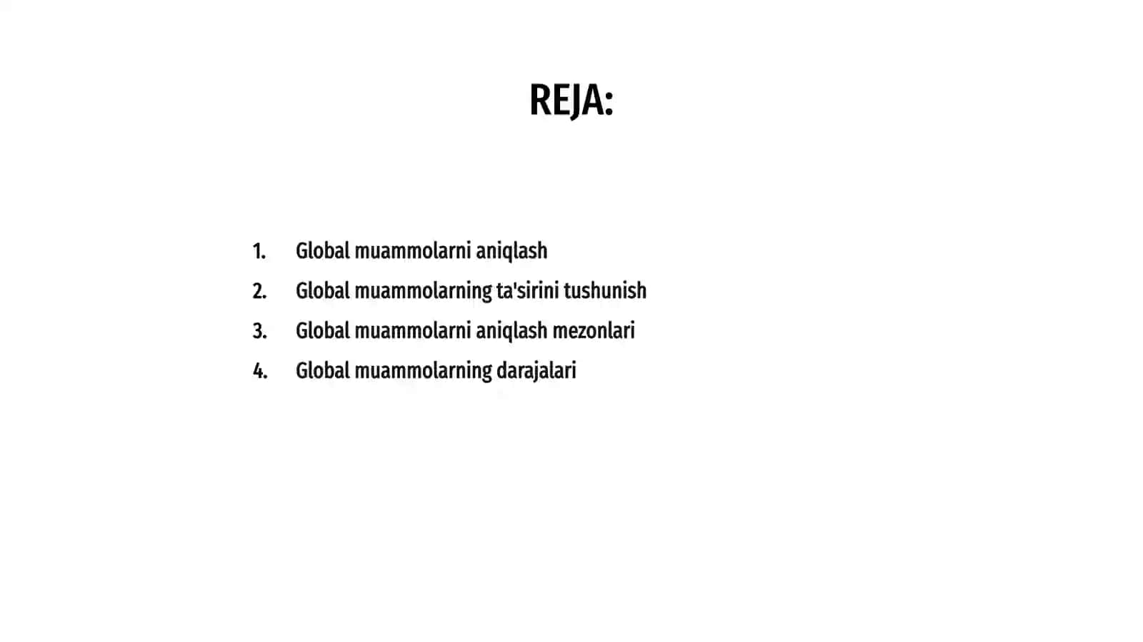 Global muammolarning mezonlari va darajalari 2