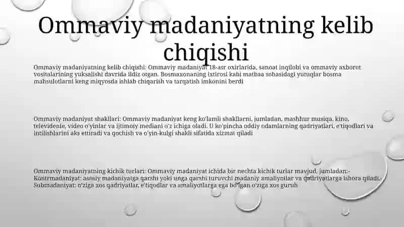 Ommaviy Madaniyatning Shakllanish Tarixi Va Uning Turlari 2