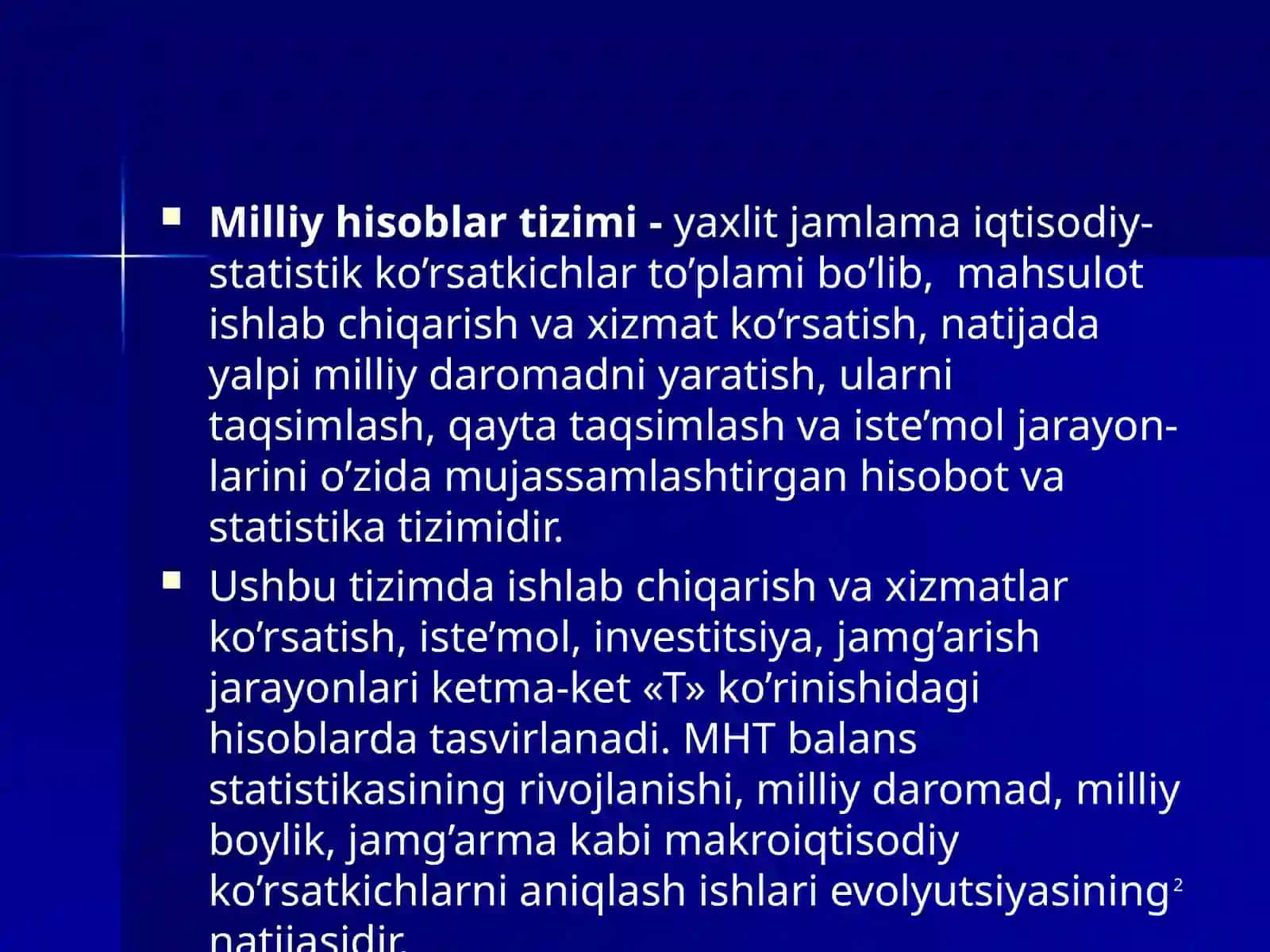 MILLIY HISOBCHILIK VA MAKROIQTISODIY KO’RSATKICHLAR 2