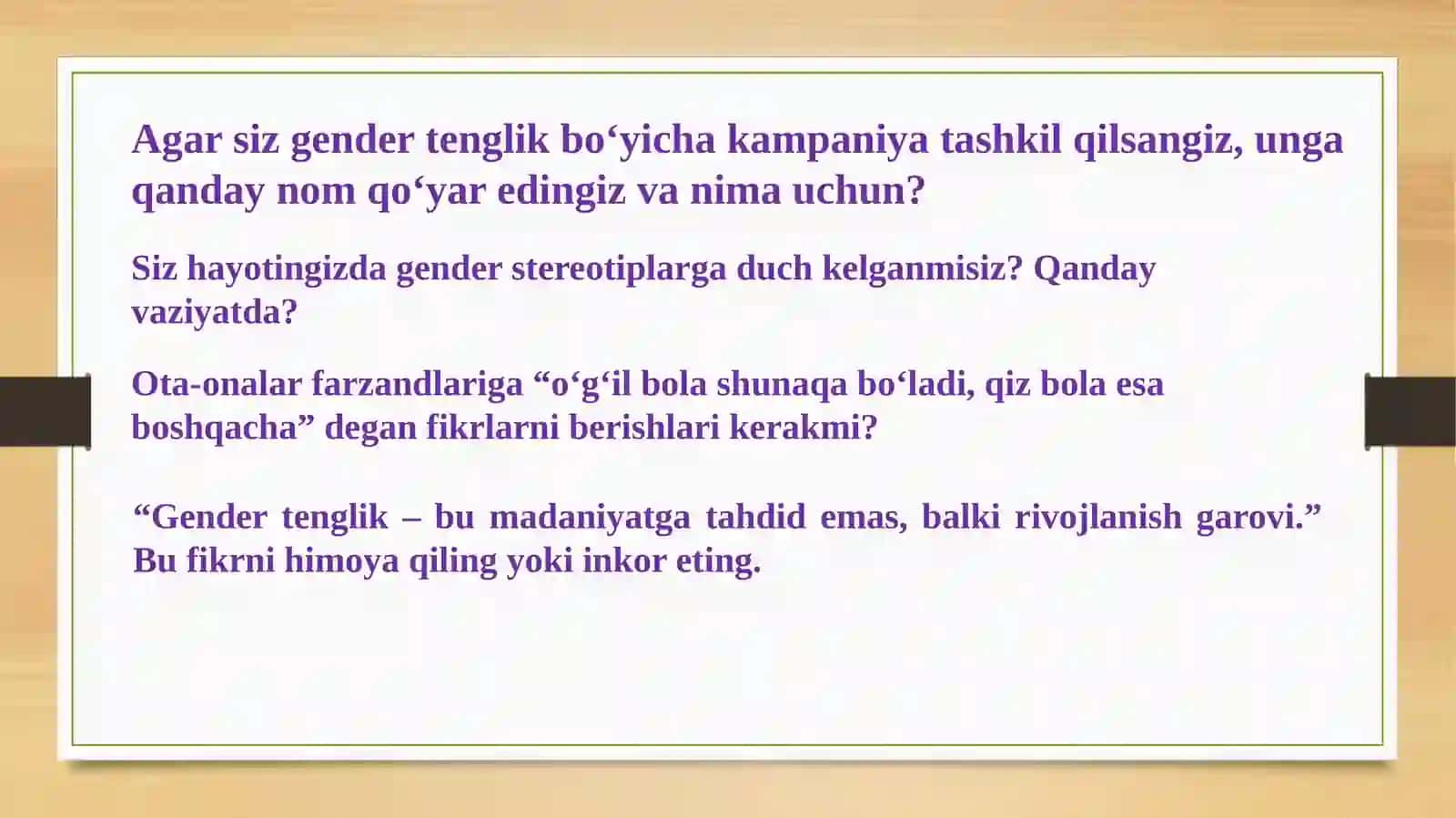 Gender tarbiyasi tenglik va barqarorlik omili sifatida 2