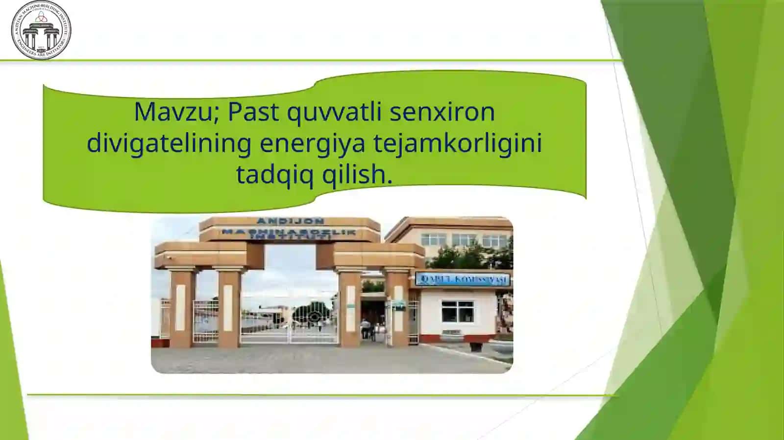 Past quvvatli senxron dvigatelining energiya tejamkorligini tadqiq qilish 2