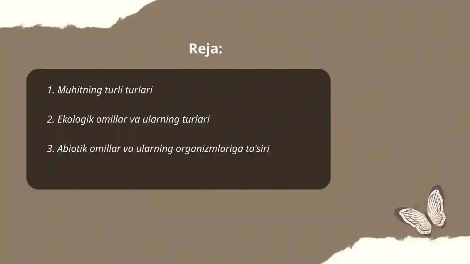 Muhit va ekologik omillar. Muhitga organizmlarning moslashishi 2