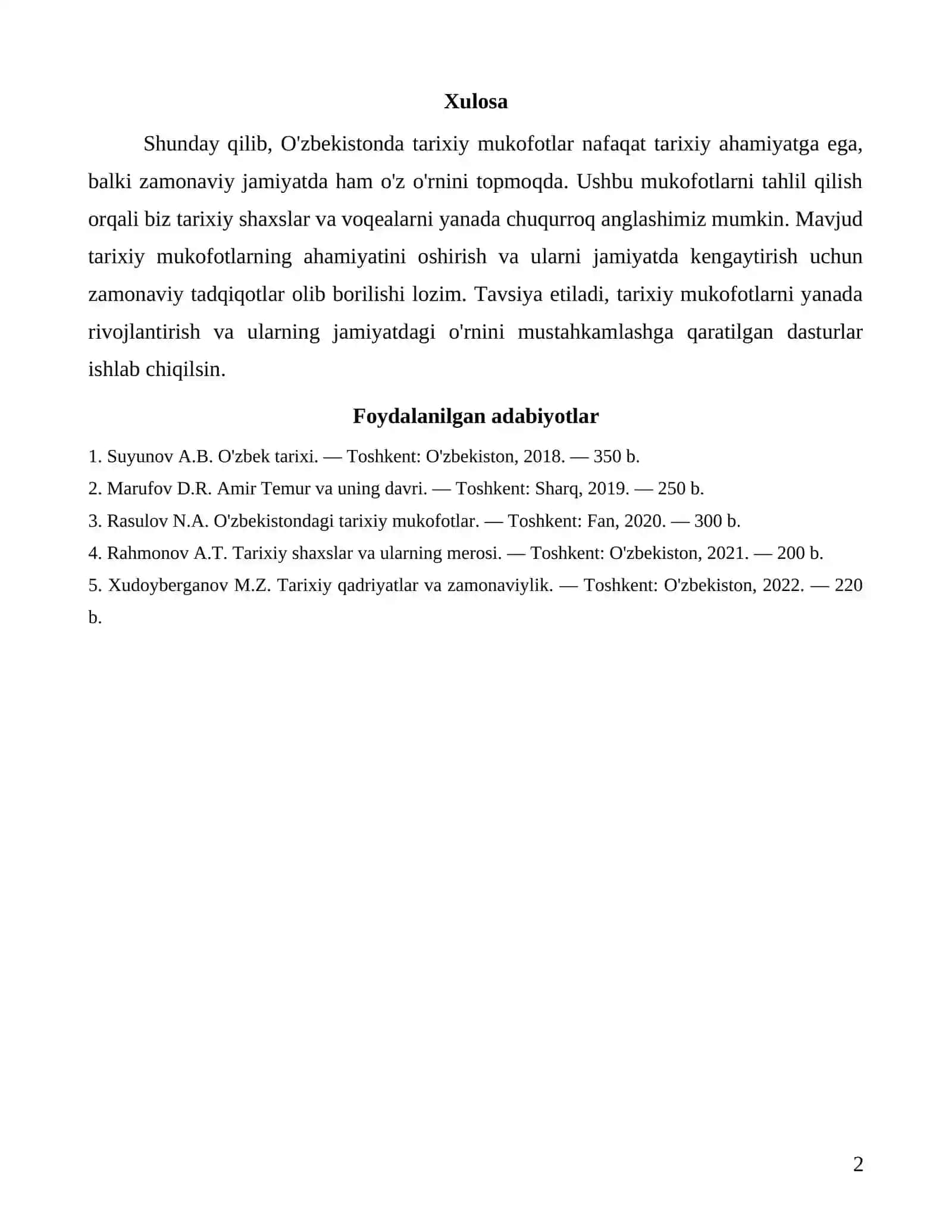 Tarixiy Mukofotlar va Ulardan Foydalanish 2
