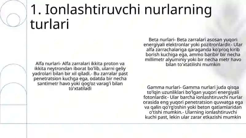 Ionlashtiruvchi Nurlar Biologik ToʻQimalarga Tasiri 2