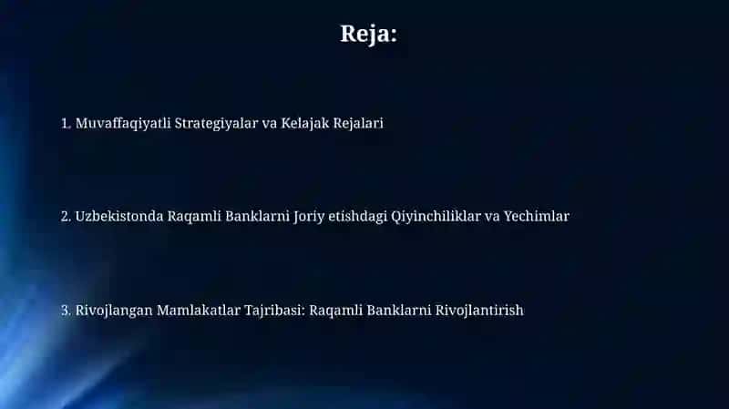 Rivojlangan Mamlakatlar Tajribasi: Raqamli Banklarni Rivojlantirish 2