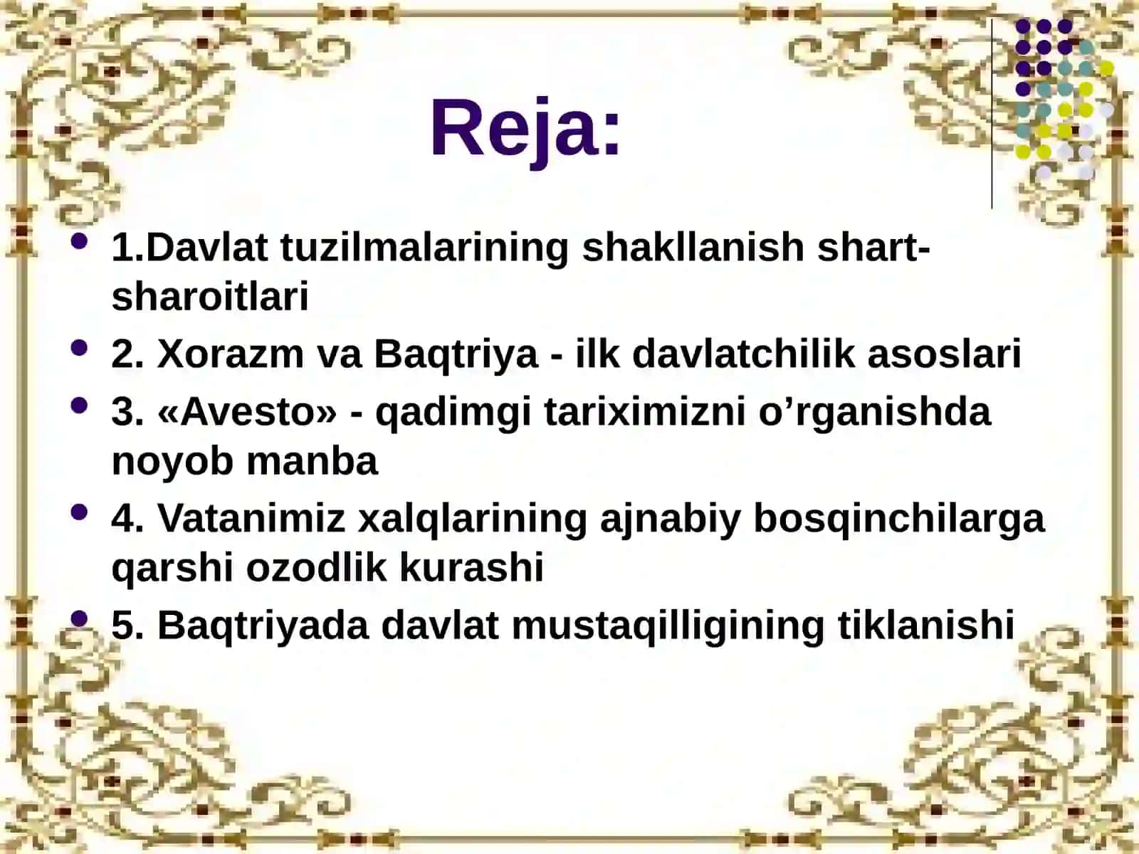 O'zbek davlatchiligining shakllanishi va dastlabki taraqqiyot bosqichlari 2