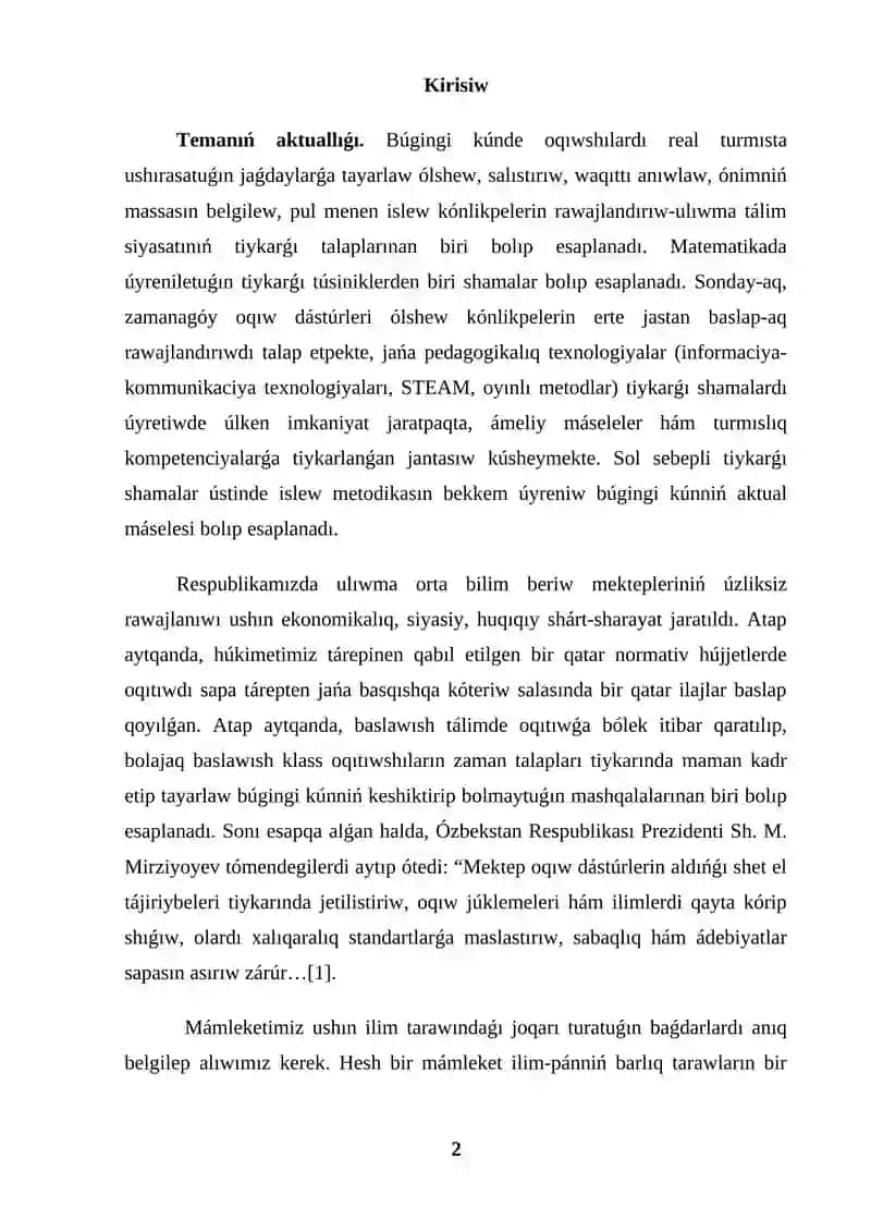 Tiykarǵı shamalar kurs jumısı 2