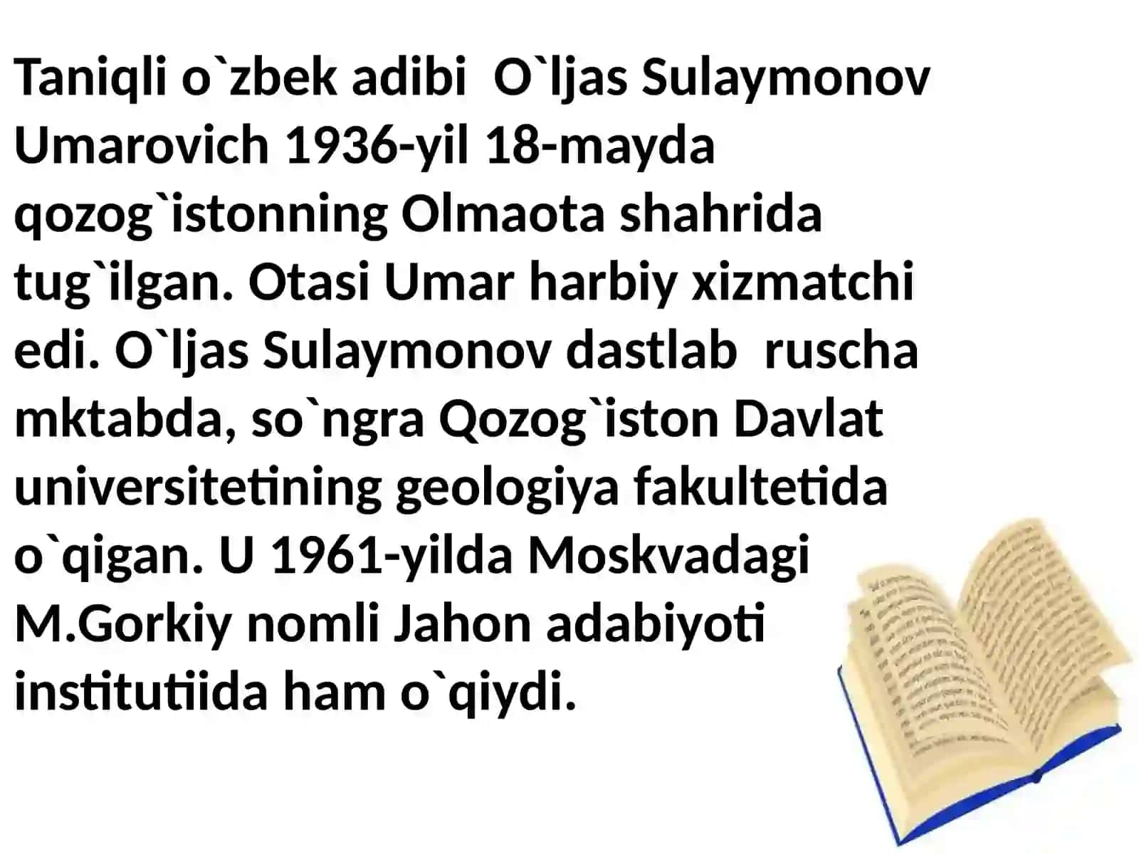 O`ljas Sulaymonov hayoti va ijodi 2