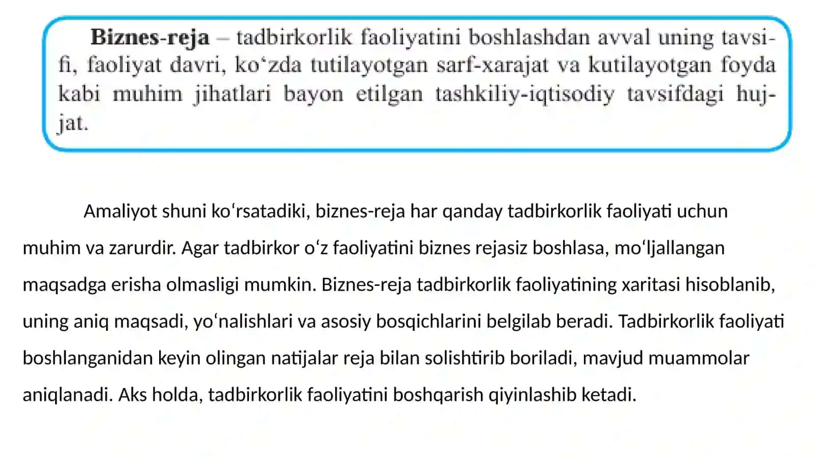 Biznes rejasi tuzish 2
