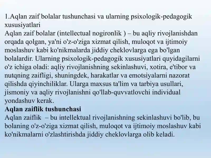 Aqlan zaif nogiron bolalar va ularning oilalari bilan ijtimoiy ish texnologiyalari 2