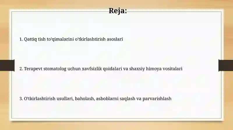 Qattiq Tish To'qimalarini O'tkirlashtirish Asoslari 2