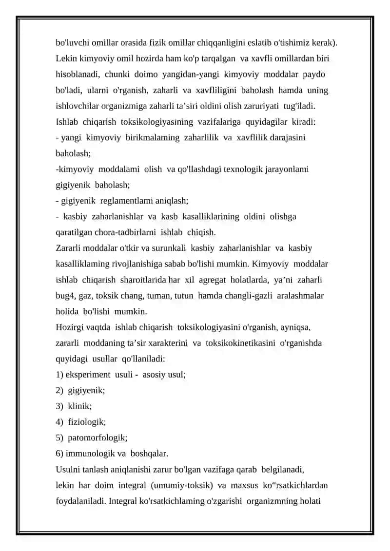 Kimyoviy moddalar va ularning gigiyenik baholash 2