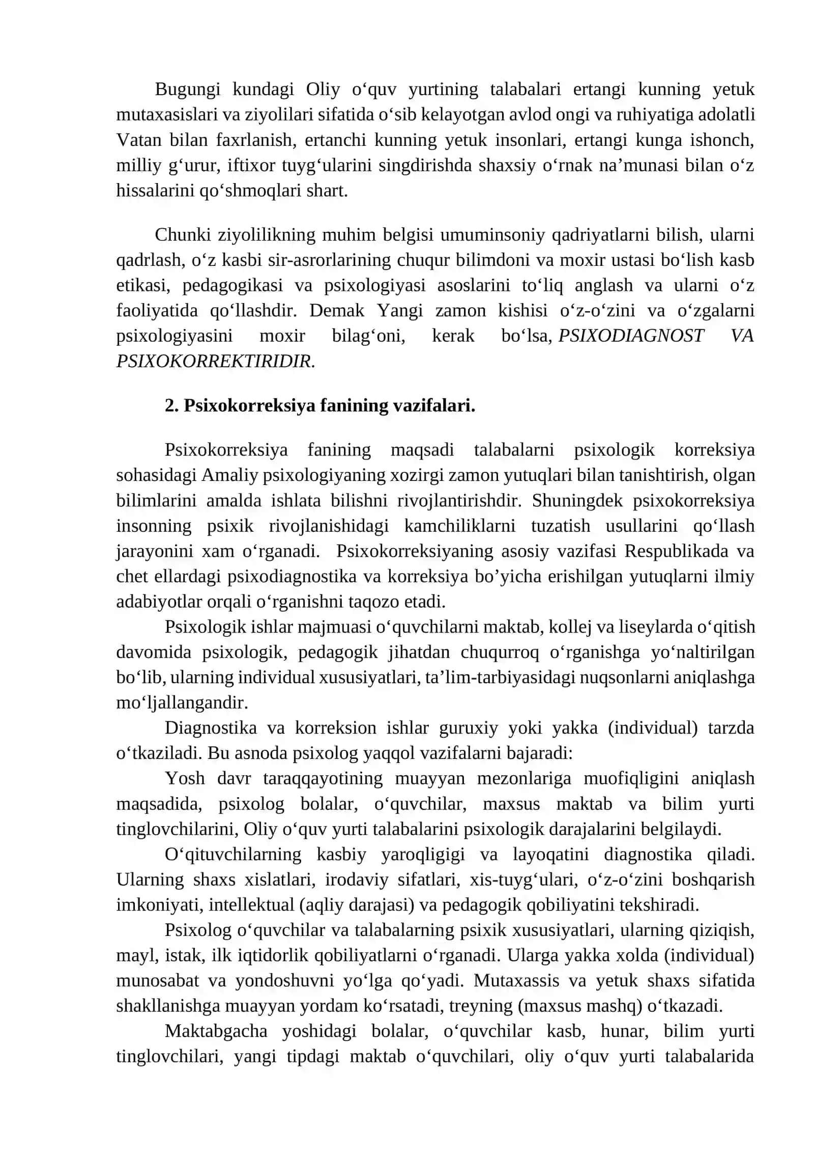 Psixokorreksiya fanining maqsadi va vazifalari 2