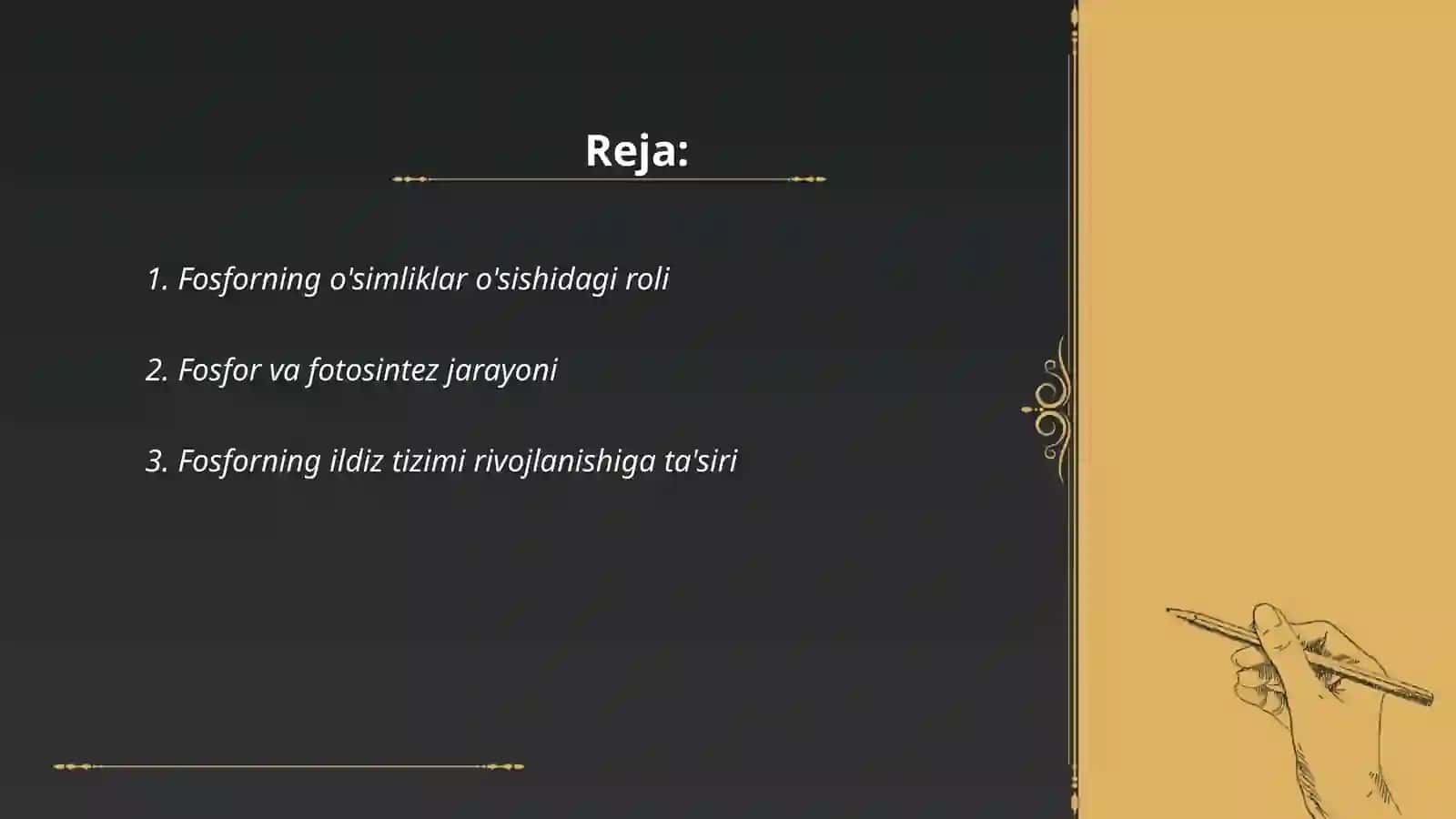 Fosforning o'simliklar uchun ahamiyati, uning tuproqdagi miqdori 2