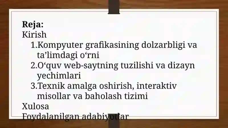 Kompyutergrafikasini o‘rgatuvchi web-sayt yaratish 2
