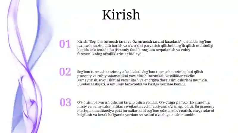 Soglom Turmush Tarzi Va Óz Turmush Tarzini Baholash 2
