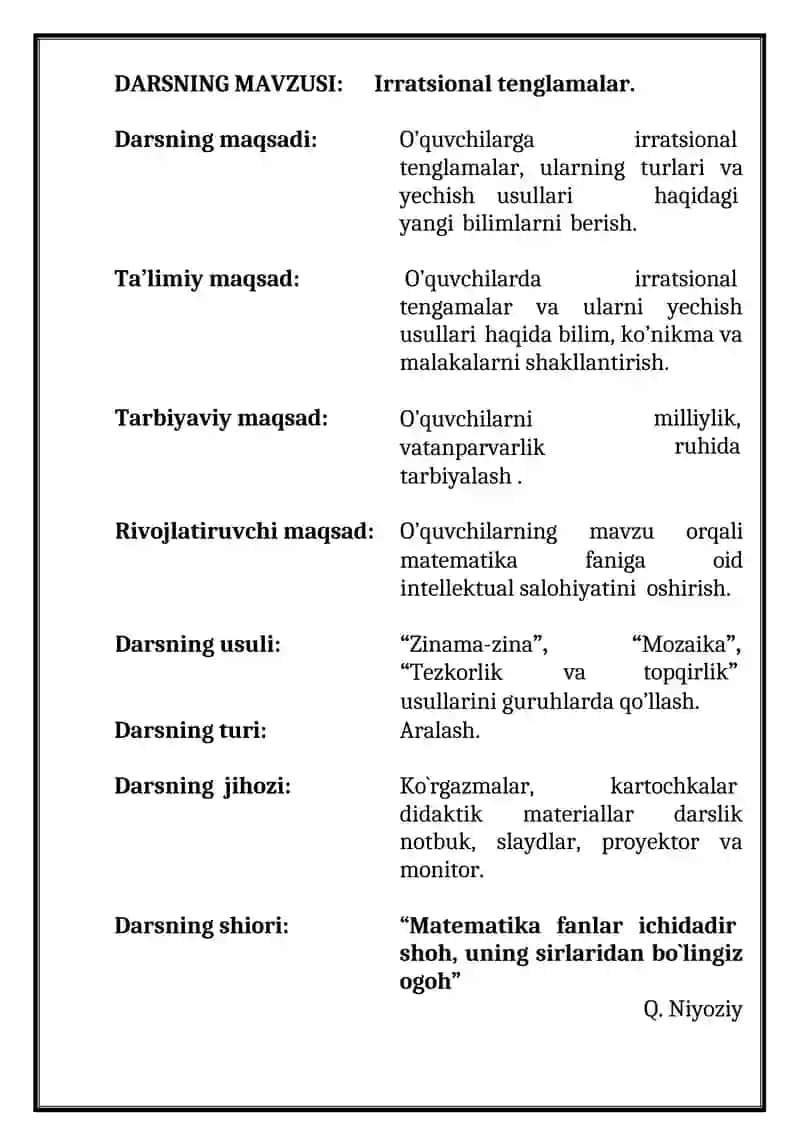 Irratsional tenglamalar 2