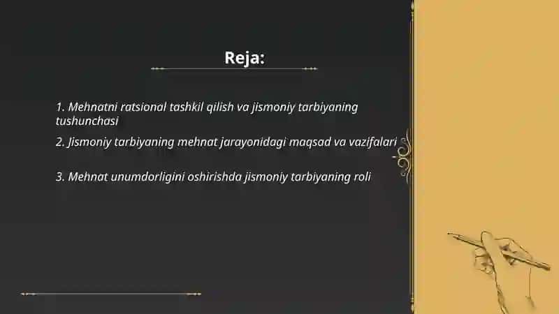 Mehnatni ratsional tashkil qilish tizimida jismoniy tarbiya 2