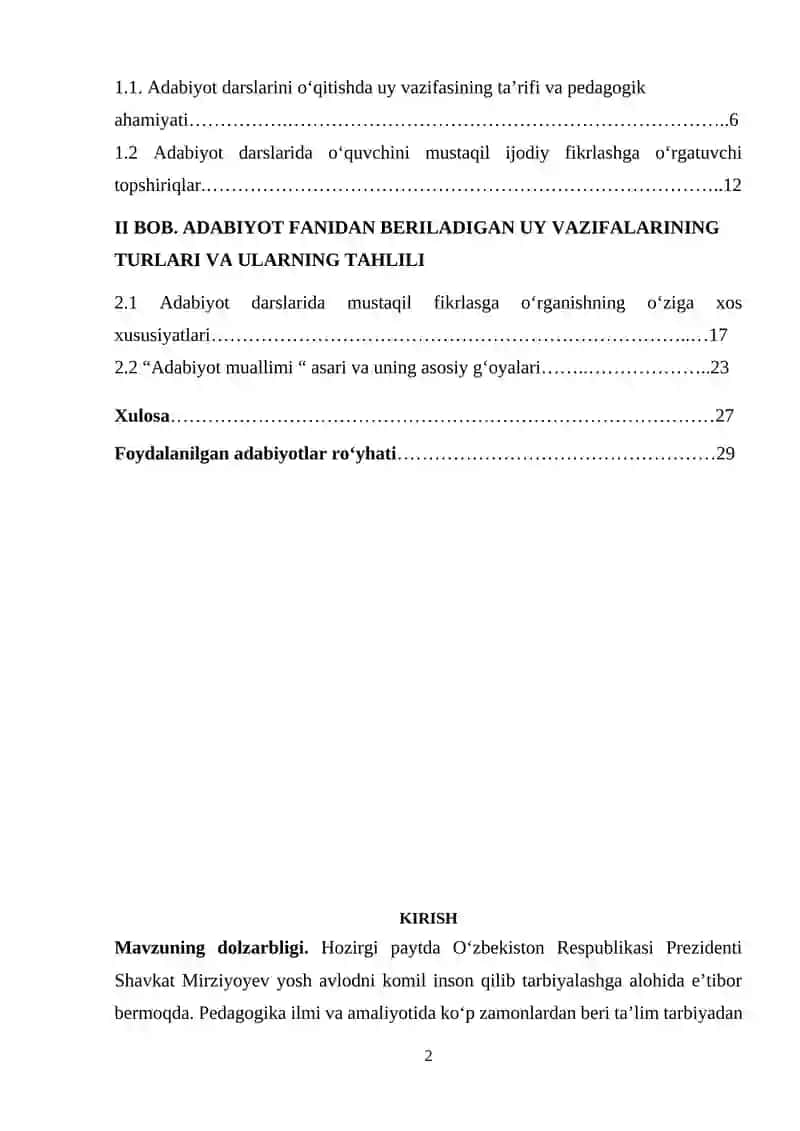 Adabiyot o‘qitish metodikasi 2