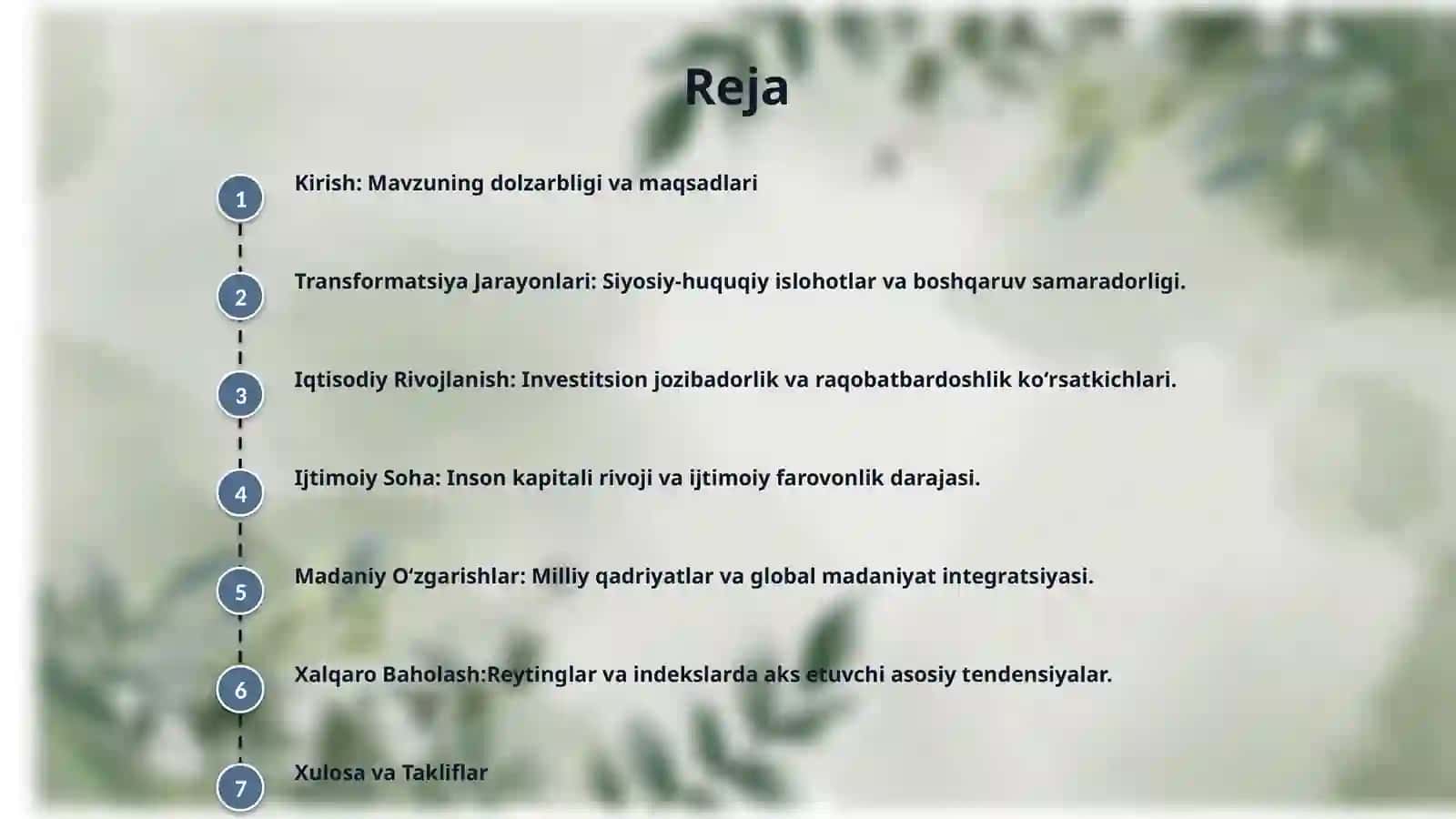 Yangi O’zbekiston ijtimoiy-siyosiy iqtisodiy va madaniy hayotida roʻy berayotgan oʻzgarishlarning xalqaro reyting va indekislarda aks etishi 2