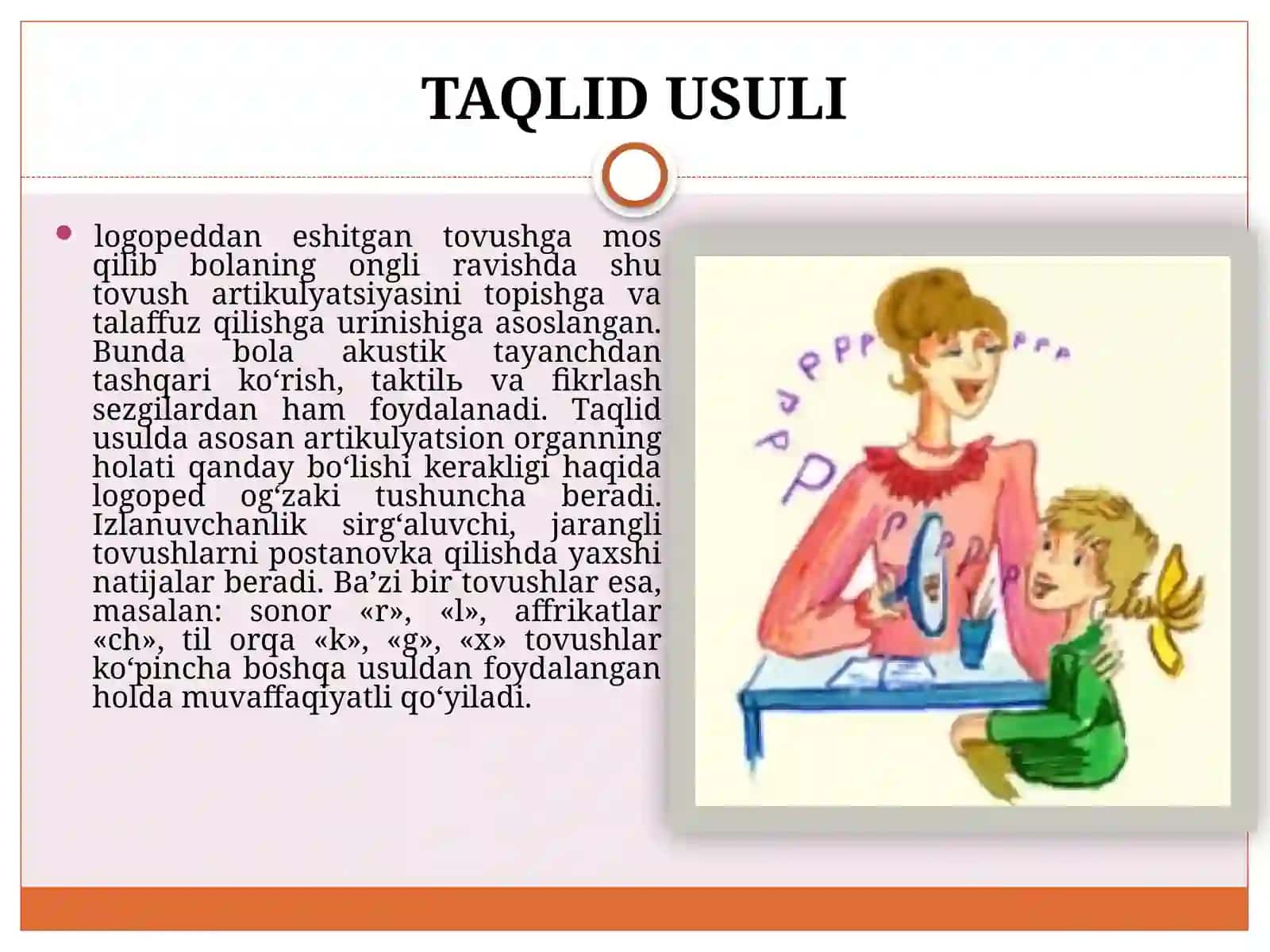Talaffuz qilish malaklari va ko’nikmalarini shakllantirish bo’sqichi 2