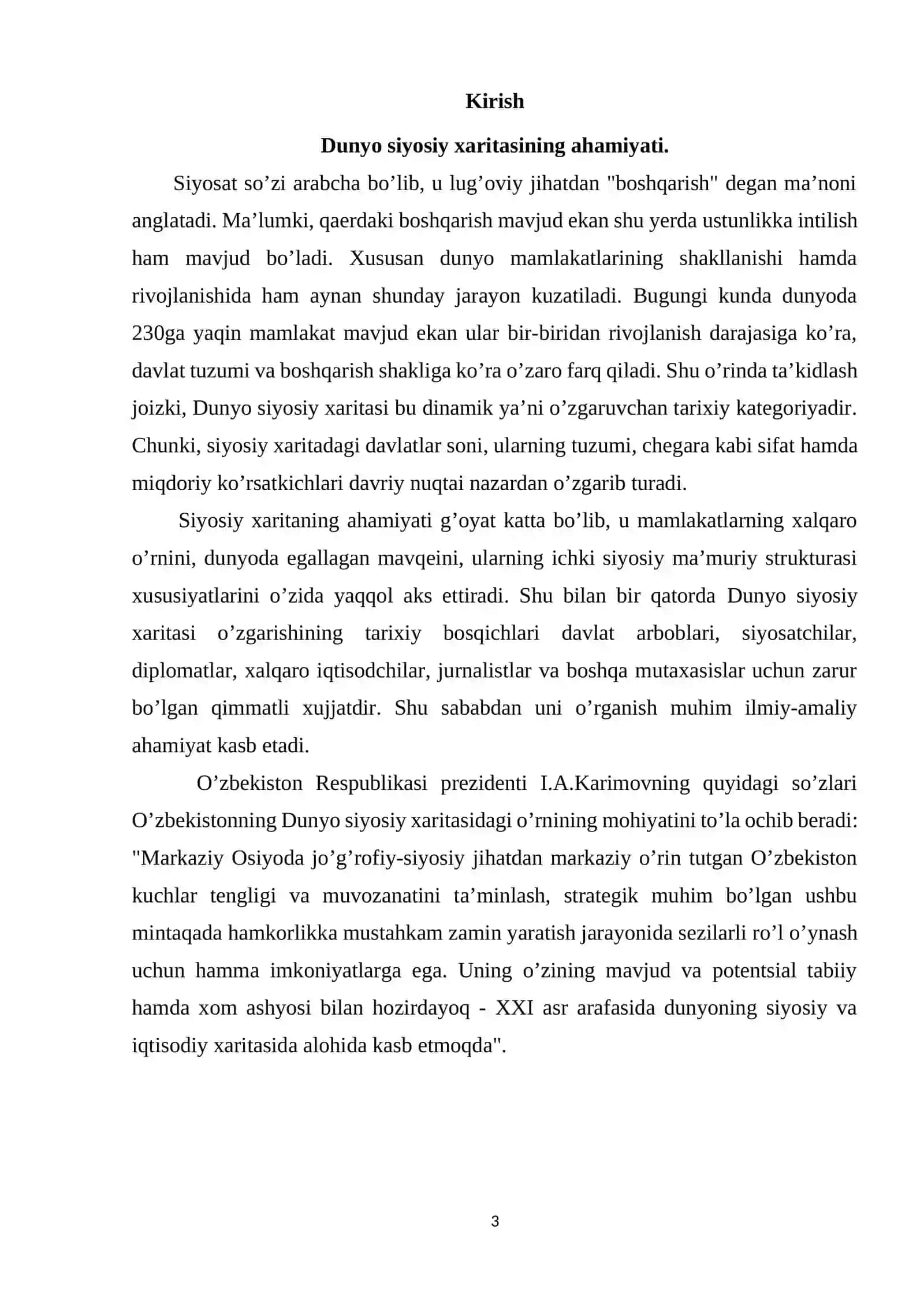 Dunyoning hozirgi zamon siyosiy xaritasi 2