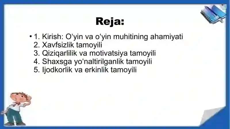 Rivojlanish markazlarida oʻyin va oʻyin muxitini tashkil etishning asosiy tamoyillari 2