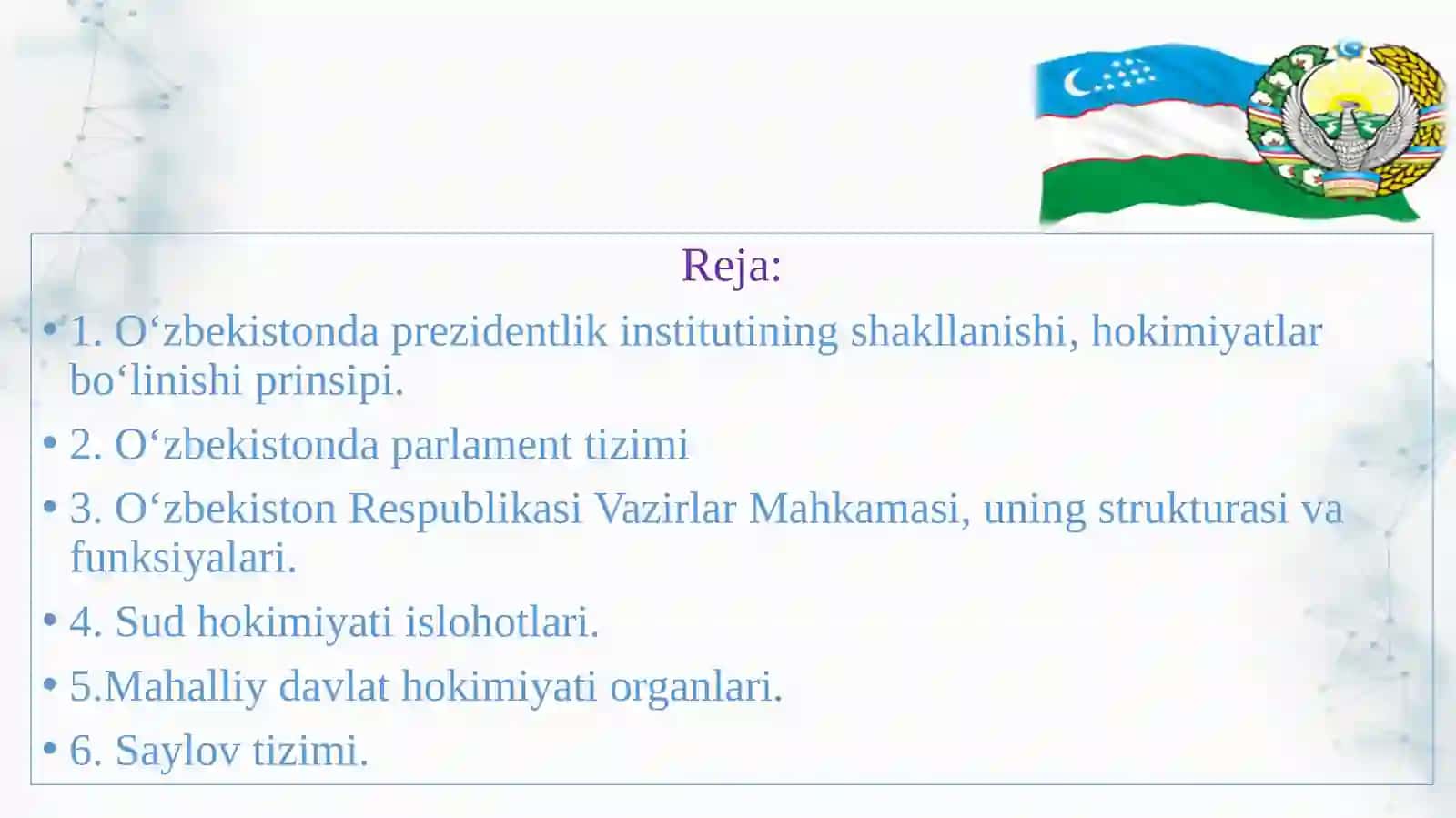 O‘zbekistonda amalga oshirilgan siyosiy islohotlar 2