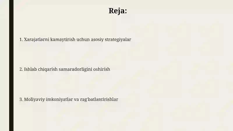 Yetakchi tarmoq va sohalarda mahsulot ishlab chiqarish va xarajatlarni kamaytirish yoʻllari 2