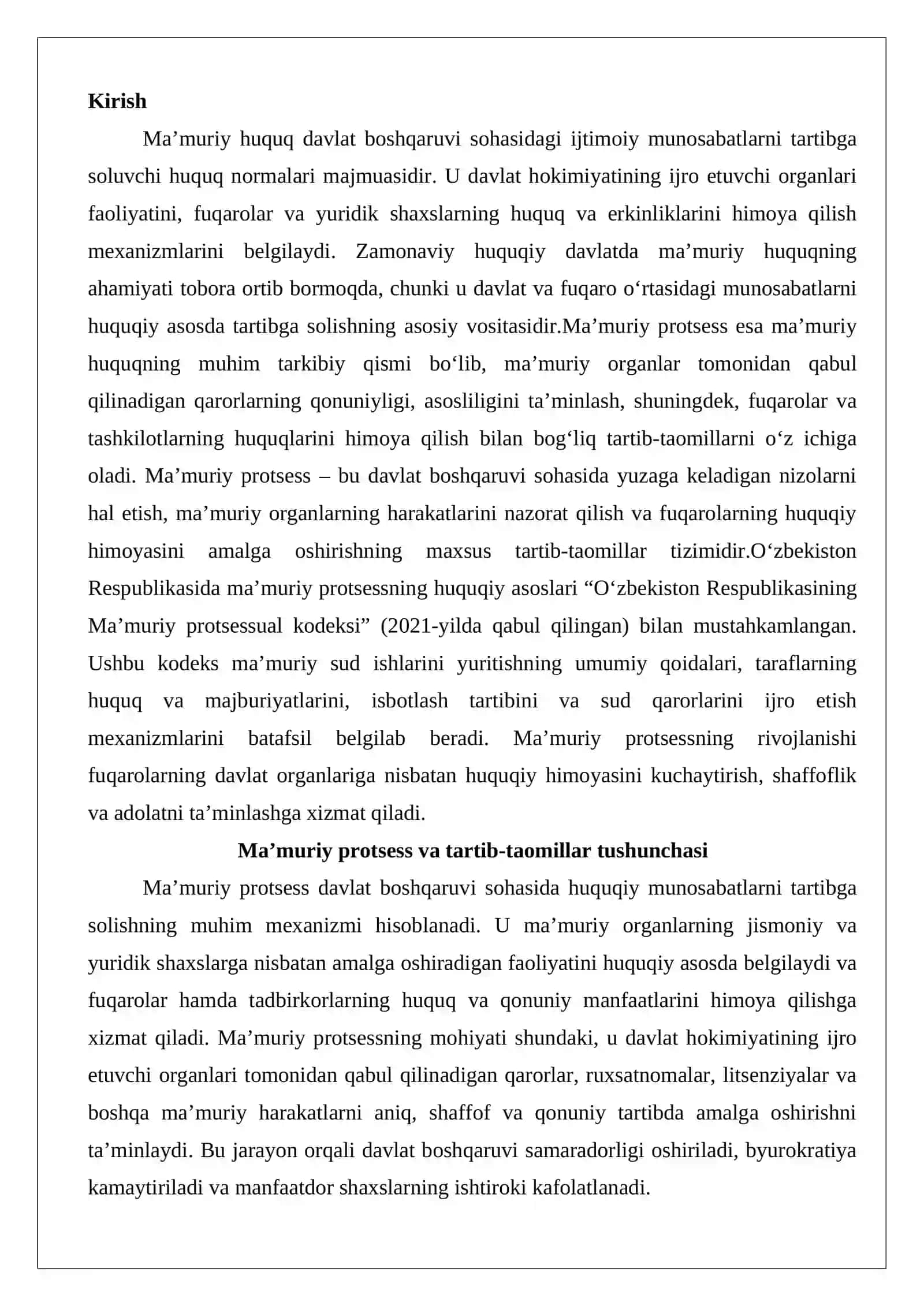 Tartib-taomillar bilan bog‘liq ma’muriy protsess 2