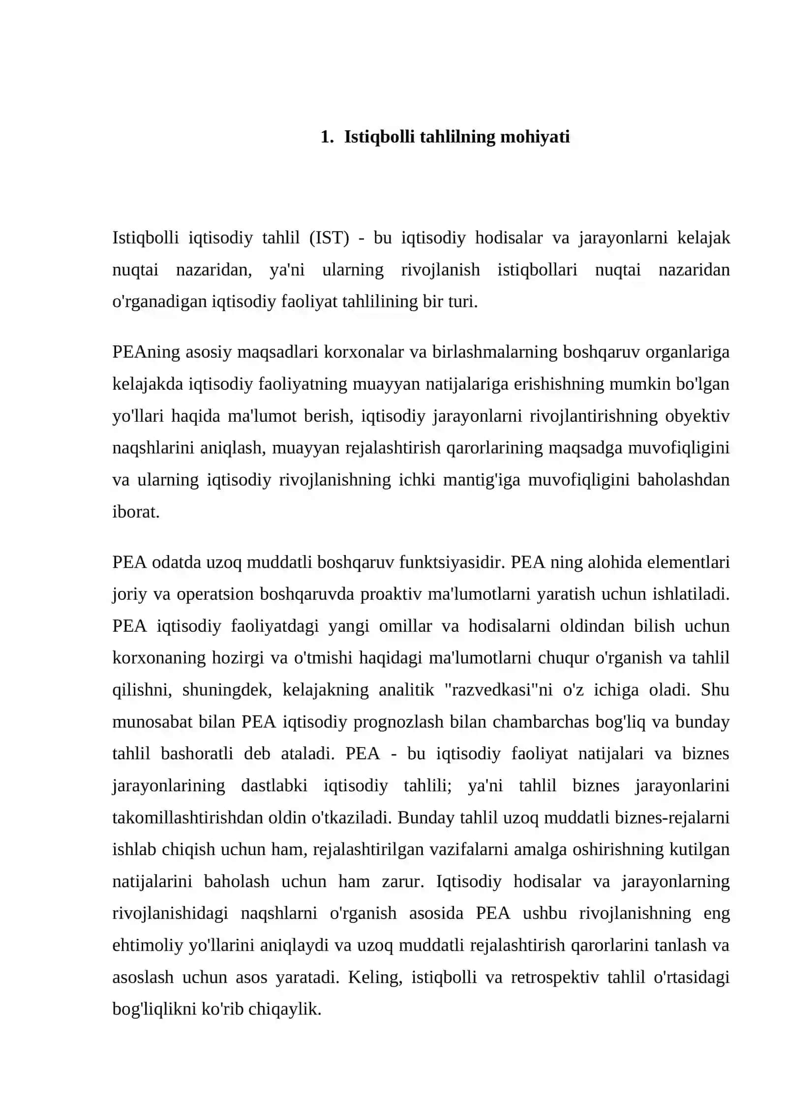 Istiqbolli iqtisodiy tahlil (IST) 2
