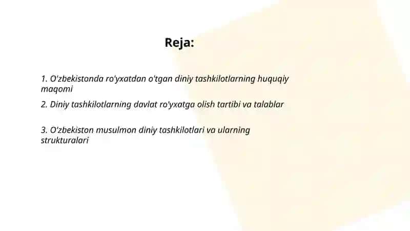 O'zbekistonda faoliyat yurituvchi diniy tashkilotlar 2