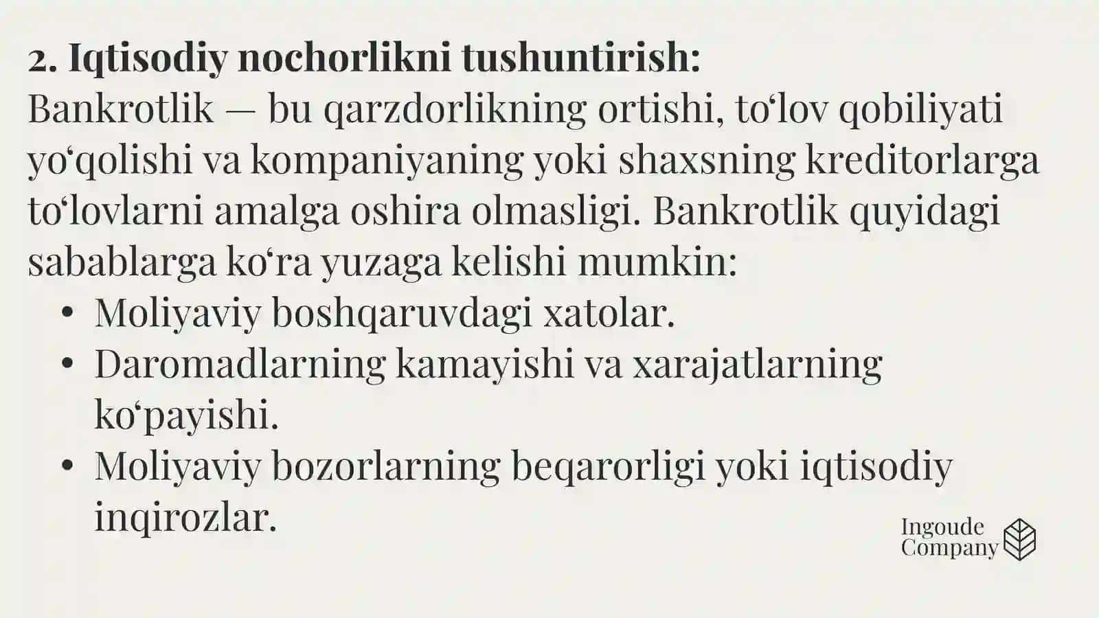 Iqtisodiy nochorlikni tushuntirish 2