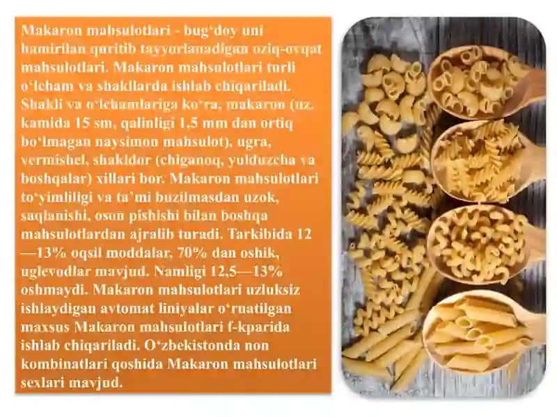 Makaron mahsuloti ishlab chiqarish texnologiyasi 2
