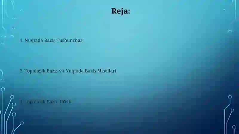 Topologik fazo bazasi.Nuqtadagi baza 2